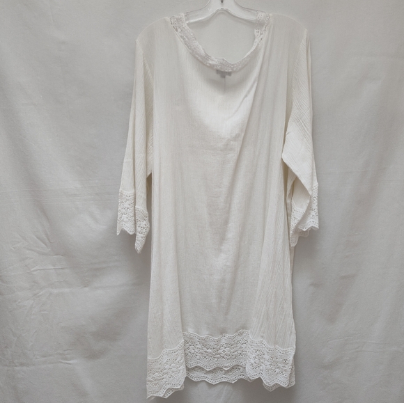 NEW Talbots Shift Dress Swim Coverup plus size 3X white new crochet cotton - Picture 11 of 15